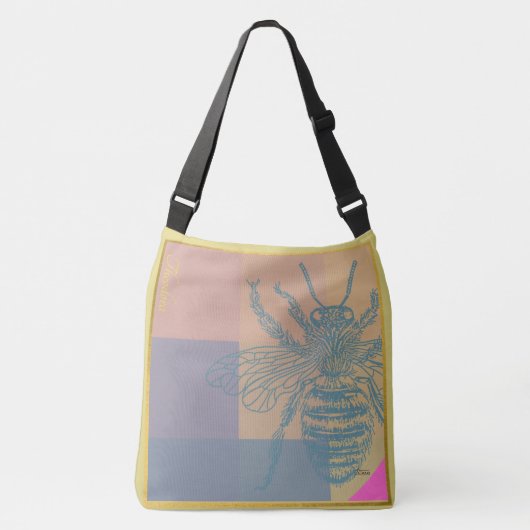 Modern Golden Blue Bee Crossbody Tas (Voorkant)