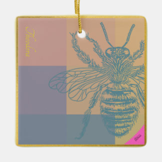 Modern Golden Blue Bee Keramisch Ornament