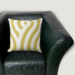Modern Golden-Brown & White Wave Pattern Kussen