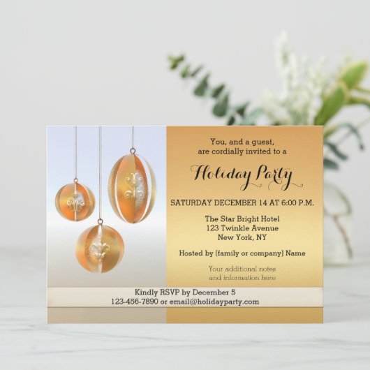 Modern Golden Design Holiday Party Invitation Kaart (Staand voorkant)
