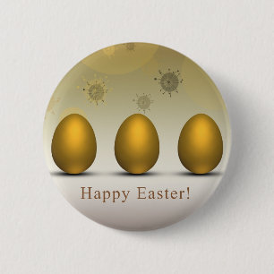 Modern Golden Easter Eggs Ronde Button 5,7 Cm