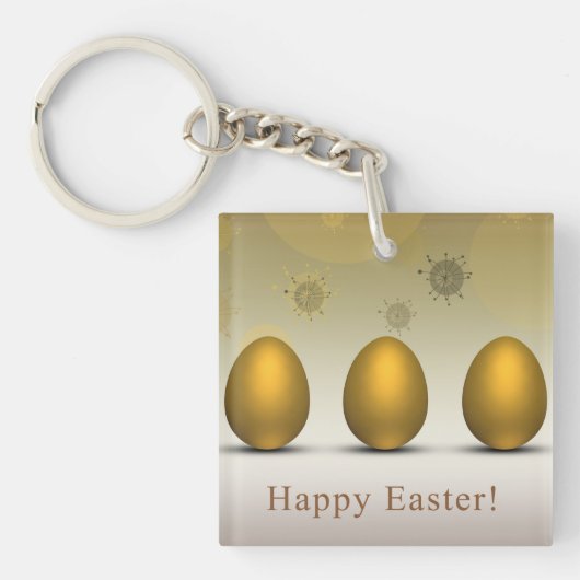 Modern Golden Easter Eggs Sleutelhanger (Voorkant)
