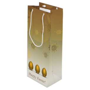 Modern Golden Easter Eggs Wijn Cadeautas