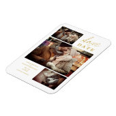 Modern Golden Effect 3 Aangepaste foto's bruiloft Magneet (Linkerzijde)