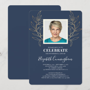 Modern Golden Foliage laat foto Memorial achter Kaart