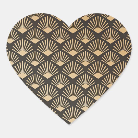 Modern Golden Gatsby Pattern Hart Sticker (Voorkant)