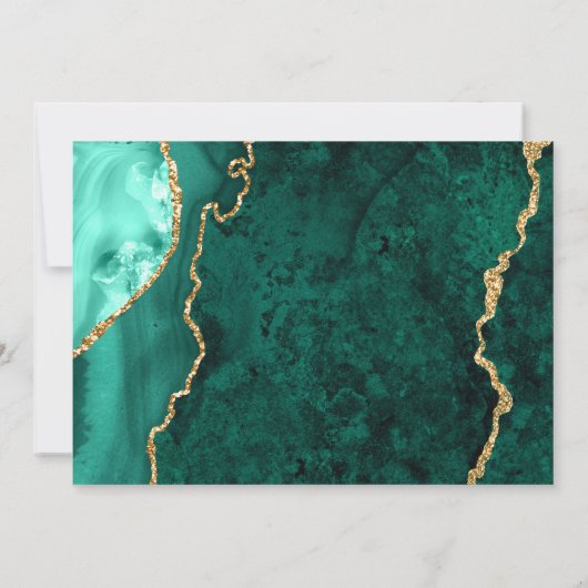 Modern Golden Green Agate Marble Wedding Save The Date (Achterkant)