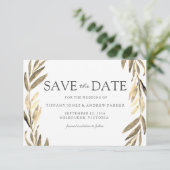 Modern Golden Leaf redt de datum Save The Date (Staand voorkant)