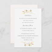 Modern Golden Leaf Wedding Hotel Accommodatie Informatiekaartje (Voorkant / Achterkant)