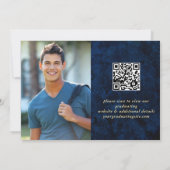 Modern Golden Navy Blue Marble Afstuderen QR Save The Date (Achterkant)