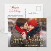 Modern Golden PHOTO-kerstgroet Briefkaart (Voorkant / Achterkant)