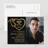 Modern Golden PHOTO Nursing Afstuderen Uitnodiging (Voorkant / Achterkant)