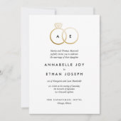 Modern Golden Rings Wedding Invitation Kaart (Voorkant)