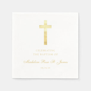 Modern Golden Signature Baptism Christening Servet