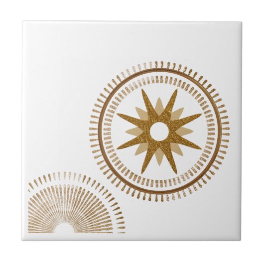 Modern Golden Starburst Medallion Tegeltje (Voorkant)