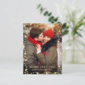 Modern Golden String Light PHOTO-kerstfeestdag Briefkaart (Staand voorkant)