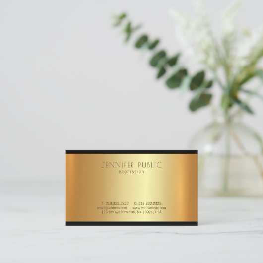 Modern Golden Trendy Graceful Glamor Plain Visitekaartje (Staand voorkant)