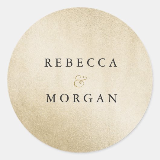 Modern Golden Wedding Couple Name Sticker (Voorkant)