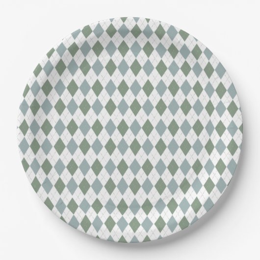 Modern Golf Baby shower Argyle Pattern Papieren Bordje (Voorkant)
