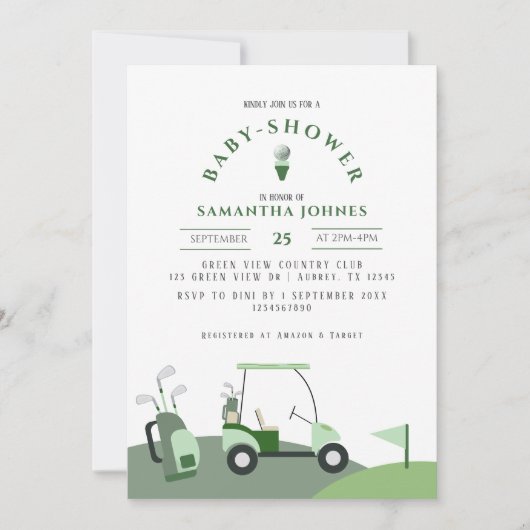 Modern Golf Baby shower Invitation Kaart (Voorkant)