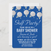 Modern Golf Balls Baby shower Party Blue Kaart (Voorkant)