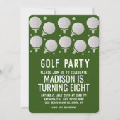 Modern Golf Balls Birthday Party Green Kaart (Voorkant)