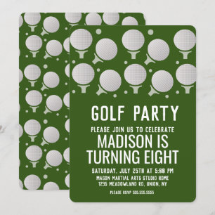 Modern Golf Balls Birthday Party Green Kaart