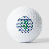 Modern Golf Balls Blue White Green Initiaal Tiener Golfballen (Voorkant)