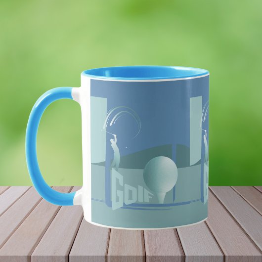 Modern golf golfer blauw cadeau mok