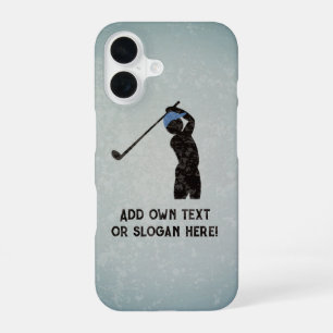 Modern Golf Player op Grunge Metal look, jouw teks iPhone 16 Hoesje