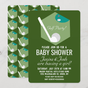 Modern Golfbal Thema Jongens Baby Shower Kaart