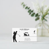Modern Golfer & Cart White Golf Instructor Visitekaartje (Staand voorkant)