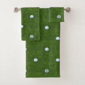Modern Golfer Dad Monogram Golf Ball Green Bad Handdoek (Insitu)