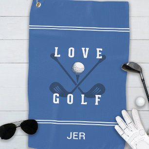 Modern Golfer Golfbal Pro Sportclub Citaat Blauw Golfhanddoek