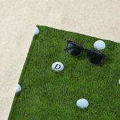Modern Golfer Green Grass Golf Ball Monogram Strandlaken (In situ)
