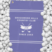 Modern Golfer Monogram Golf Clubs Periwinkle Golfhanddoek