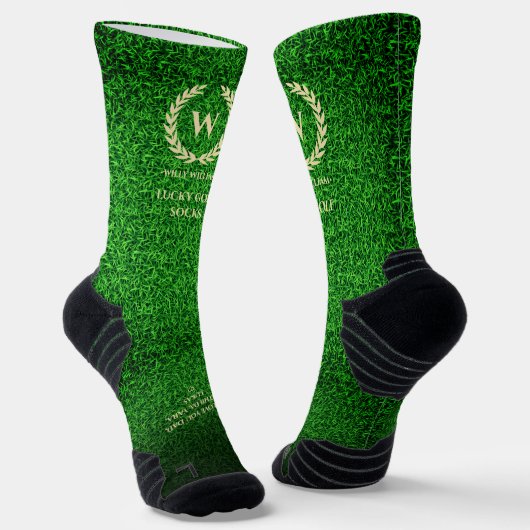 MODERN GOLFER MONOGRAM GRASS GREEN LUCKY GOLF SOKKEN (Gebogen)