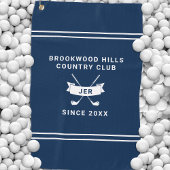 Modern Golfer Monogram Initials Golf Clubs Blue Golfhanddoek
