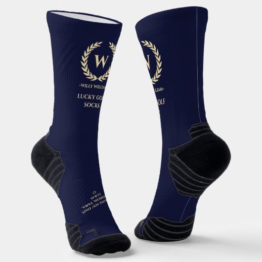 MODERN GOLFER MONOGRAM NAVY BLUE LUCKY GOLF SOKKEN (Gebogen)