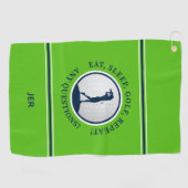 Modern Golfer Monogram Pro Sports Golf Groen Blauw Golfhanddoek (Horizontaal)