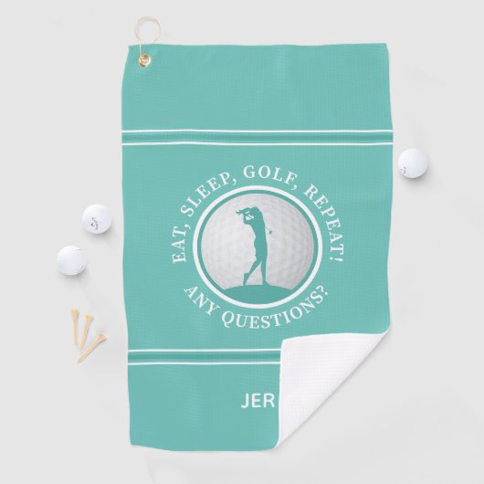 Modern Golfer Monogram Quote Sports Pro Golf Blauw Golfhanddoek (Insitu)