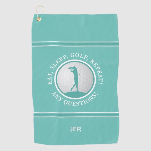 Modern Golfer Monogram Quote Sports Pro Golf Blauw Golfhanddoek (Voorkant)