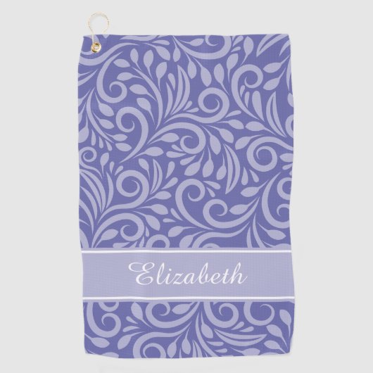 Modern Golfer Name Cute Periwinkle Blue Pattern Golfhanddoek (Voorkant)