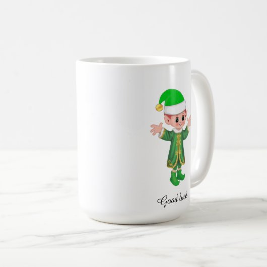 Modern Good Luck Elf and Script Mug Koffiemok (Voorkant rechts)