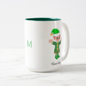 Modern Good Luck Elf with Script and Monogram Mug (Devant droit)