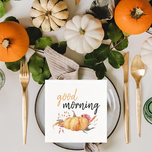 Modern Good Morning Pumpkin Quote Servet