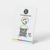 Modern Google Feedback QR Code White Reclamebord Met Voetstuk (Voorkant)