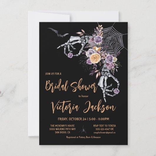 Modern Gothic Halloween Bridal Shower Kaart (Voorkant)