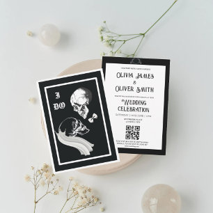 Modern gothic qr code bruiloft kaart