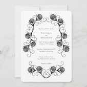 Modern Gotisch Roos Swirls Zwart-wit Bruiloft Kaart (Voorkant)